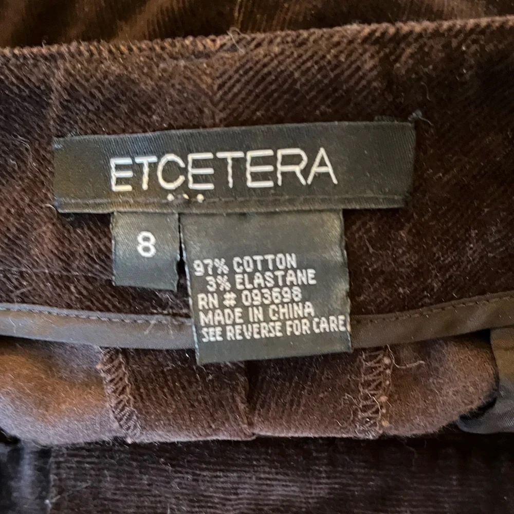 Etcetera Chocolate Brown Corduroy Pant 8 NEW